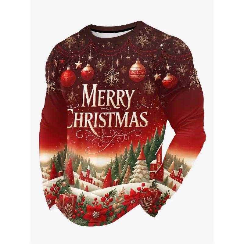 Christmas Series Man T Shirts 3D Funny Harajuku Printed Fashion Long Sleeve Round Neck Clothing For Men Casual Tops T-shirt
