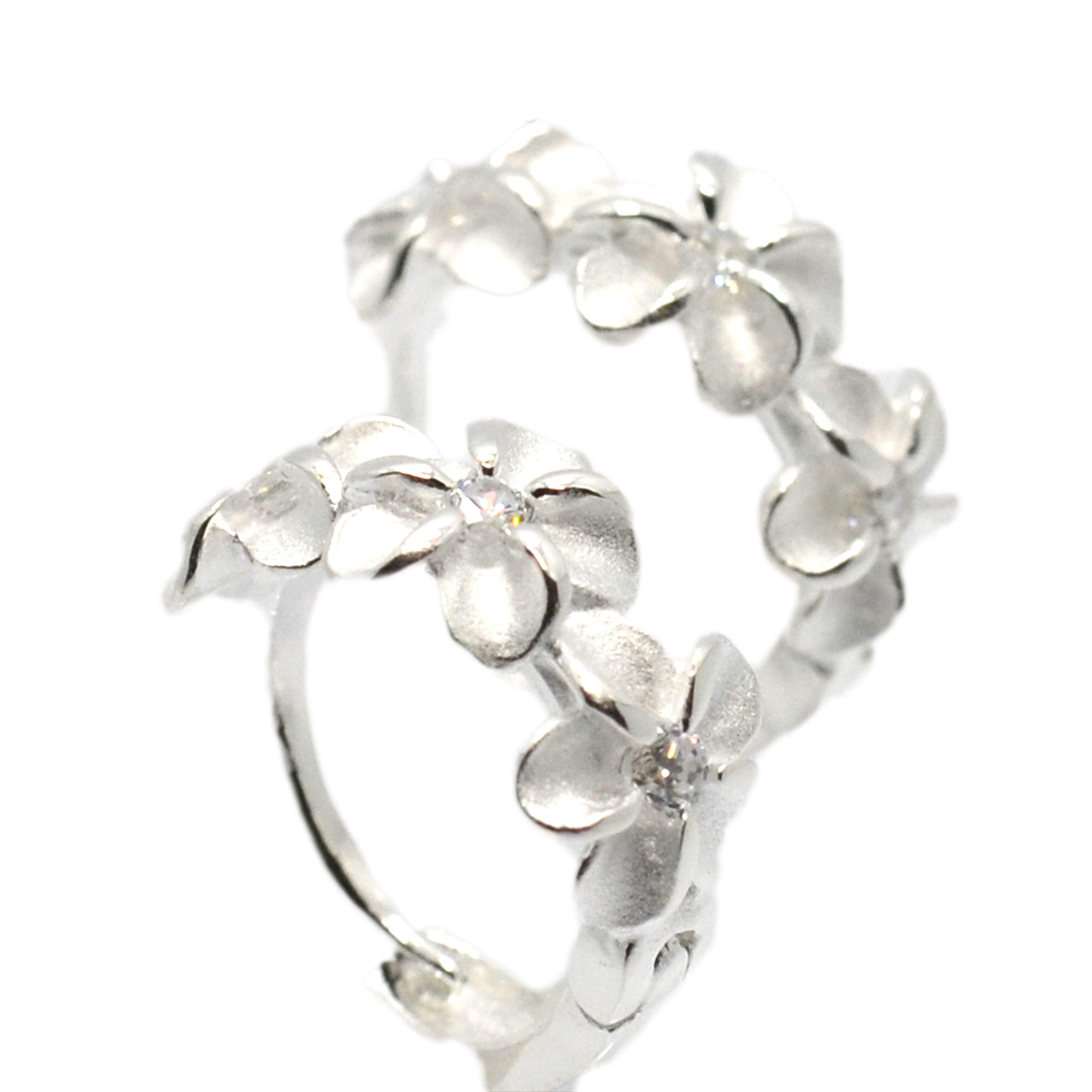 

BreezyIsland Hawaiian Jewelry Hoop Earrings and Rings for Island Style Plumeria Women,