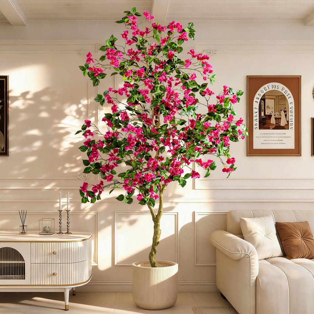 Large Artificial Bougainvillea Tree for Indoor Decoration - Potted Fake Cherry Blossom Plant Ornament