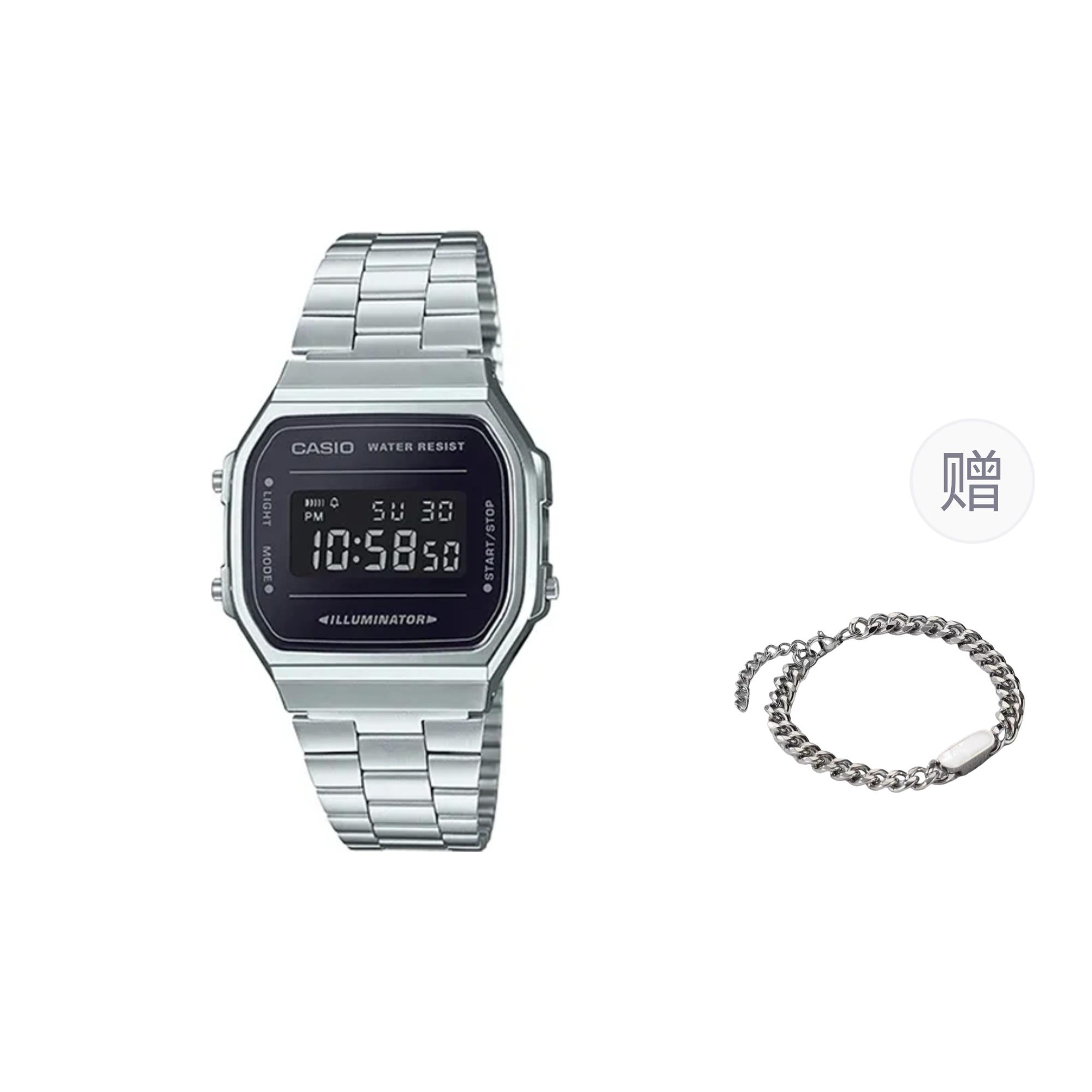 CASIO Men Black Watch A168WEM-1- Silver