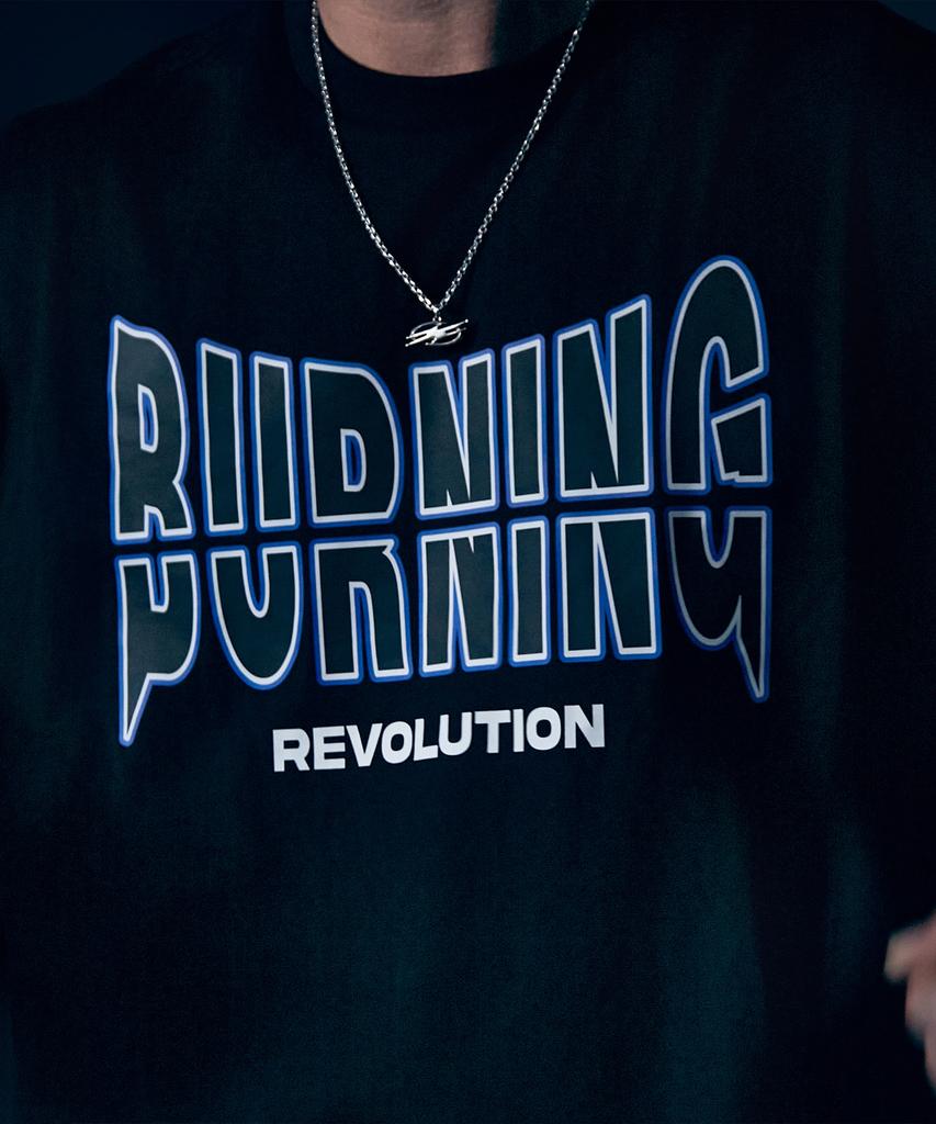THERANK Burning Heat Circle Over Fit T-Shirts [Black]
