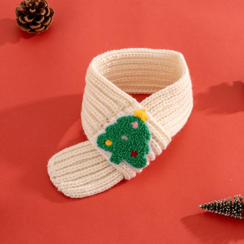 

Warm Knitted Christmas Tree Scarf for Dog And Cat Cute Yarn Accessory with Drool Towel Puppy Christmas Decoration Item S