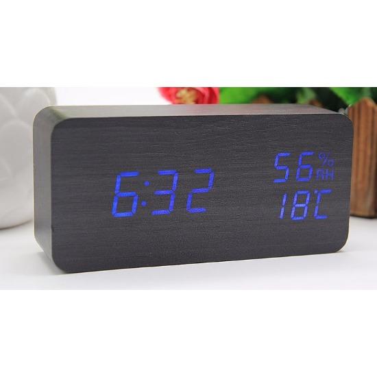 Temperature and Humidity Wooden Clock Electronic Alarm Clock Digital Clock Triangular Wooden Clock
