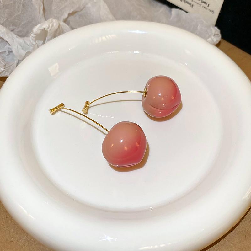 Sterling Silver Needle Earrings: Summer Sweet Strawberry, Cherry & Grape - Cute, Fresh, Versatile Ear Accessories