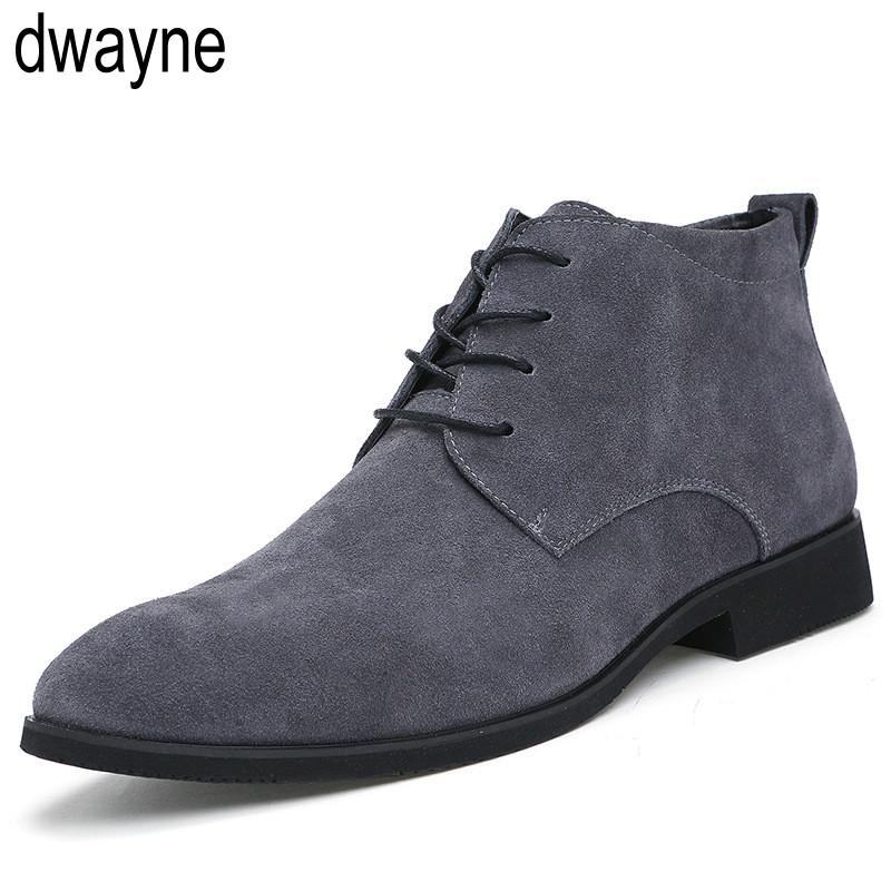 2025 Plus Size 38-47 Men Boots Solid Casual Leather Autumn Winter Ankle Boots Brand Male Suede Leather Men Shoes Ui89