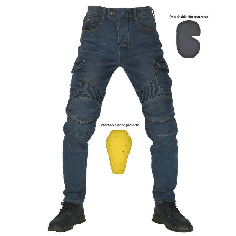 Men's Four Seasons Stretch Denim Motorcycle Racing Pants, Military Green