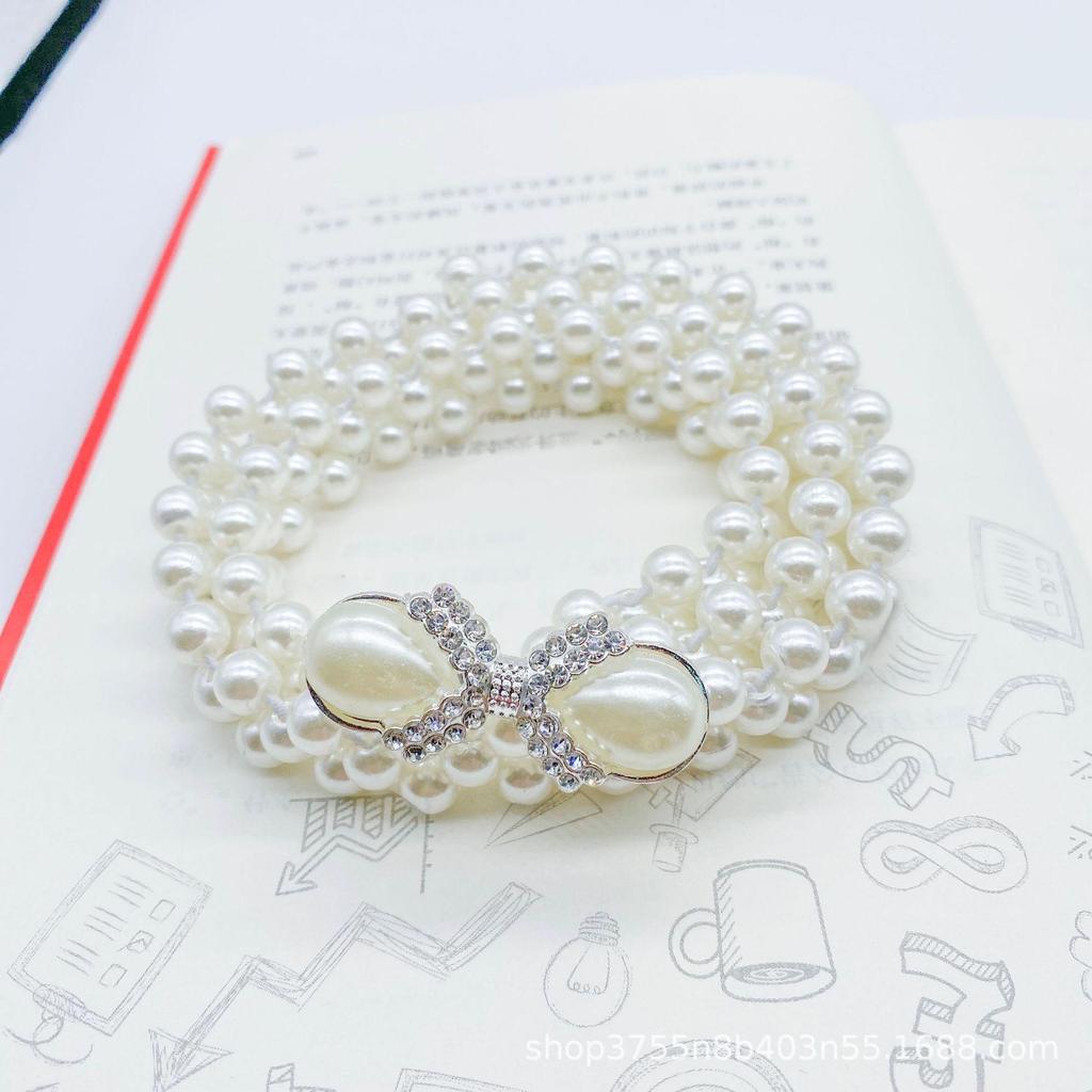 "Korean Style Rhinestone Pearl Waist Chain for Women – Fashionable, Sweet, Elastic Belt"