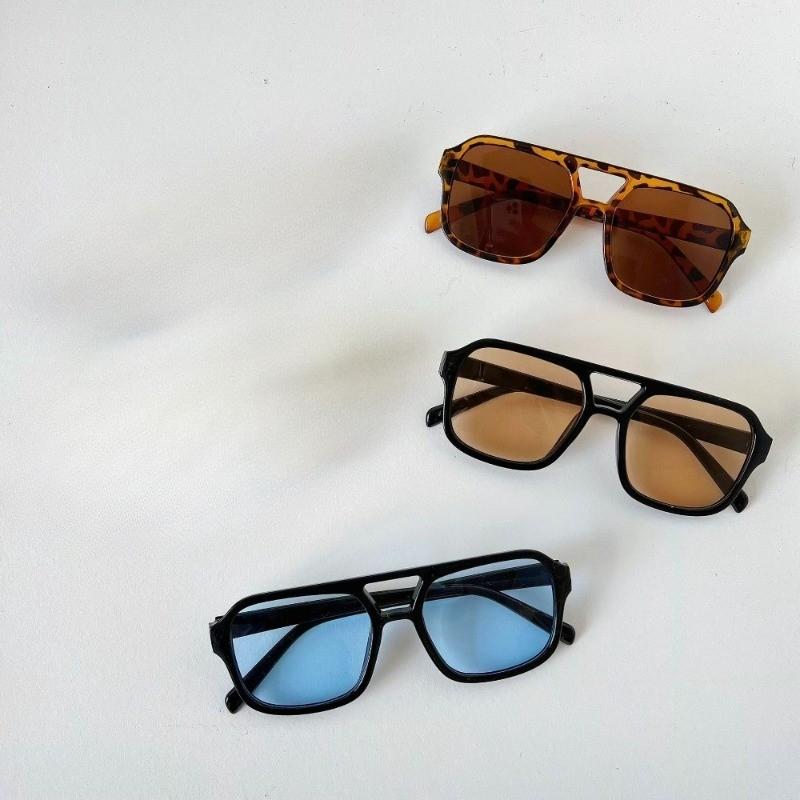 

3 PC New Fashion Square Sunglasses Korean Fashion Retro Large Frame Pilot Sunglasses Ocean Piece Multicolor