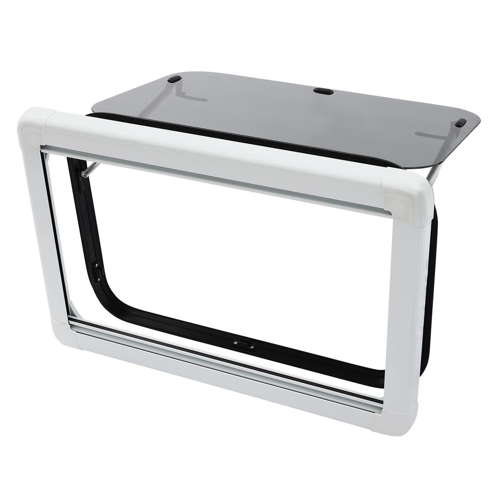 Okno wyjściowe do kampera 30x20 cali, otwierane na zewnątrz, zamiennik z moskitierą, czarne białe, do przyczepy kempingowej