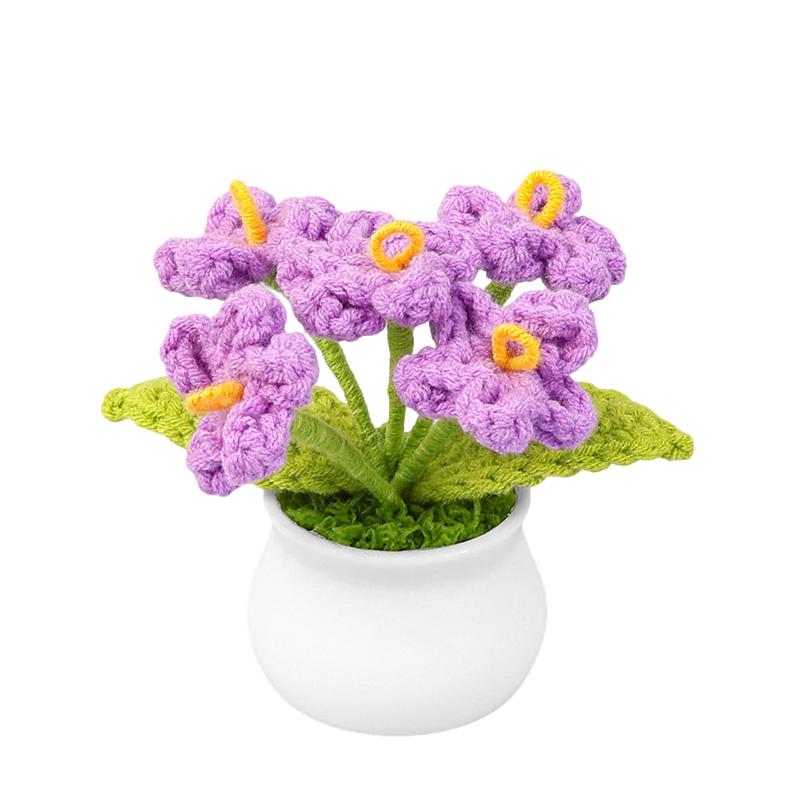 

1PC Decorate Various Occasions Friends Exquisite Shapes Photo Prop Handmade Gift Simulation Bouquet Beauty Knitted Decoration фиолетовый