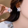 Powder Mist Flower Pearl Stud Earrings: Elegant High-End Floral Accessories for Women