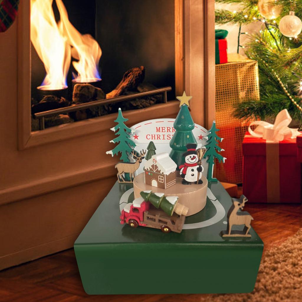 Christmas Music Box Wooden Rotating Music Box Xmas Navidad Noel Christmas Gift Birthday Gift New Year Present for Family