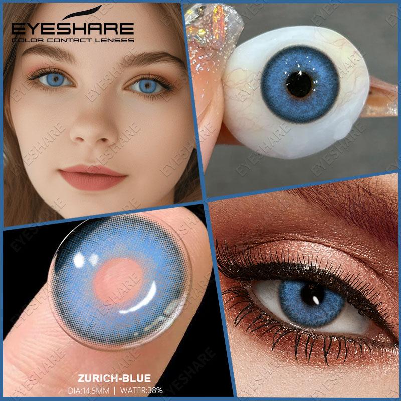 Eyeshare Colored Contact Lenses Blue Eye Makeup Contact Lenses Annual Comfort Green Colored Contact Lenses Gray Natural Colored Soft Lenses 1 Pair