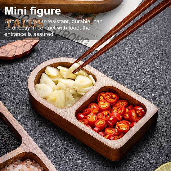 Serviertablett aus Holz mit Unterteilung, Gewürzschale, Soßenschalen mit mehreren Fächern für Snacks, Vorspeisen, Früchte, Süßigkeiten, elegante Holzteller für den täglichen Gebrauch