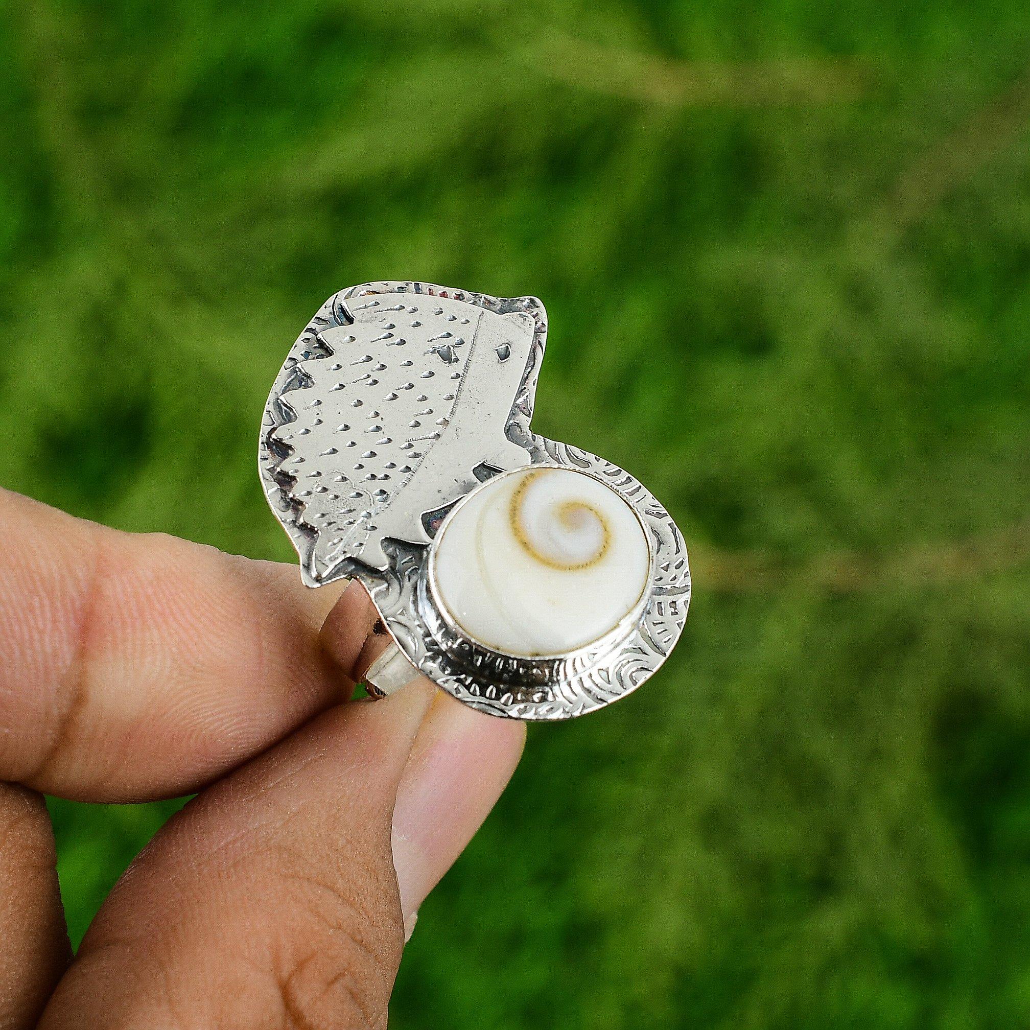 

Подарок для нее Серебро 925 пробы Натуральная раковина «Глаз Шивы» Кольцо с несколькими камнями, регулируемое Adjustable