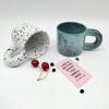 Tazza in Ceramica Calda Creativa Tazze per Colazione Latte Avena Tazza con Onda a Inchiostro Macchie Irregolari Manico Spesso Tazza da Caffè LI