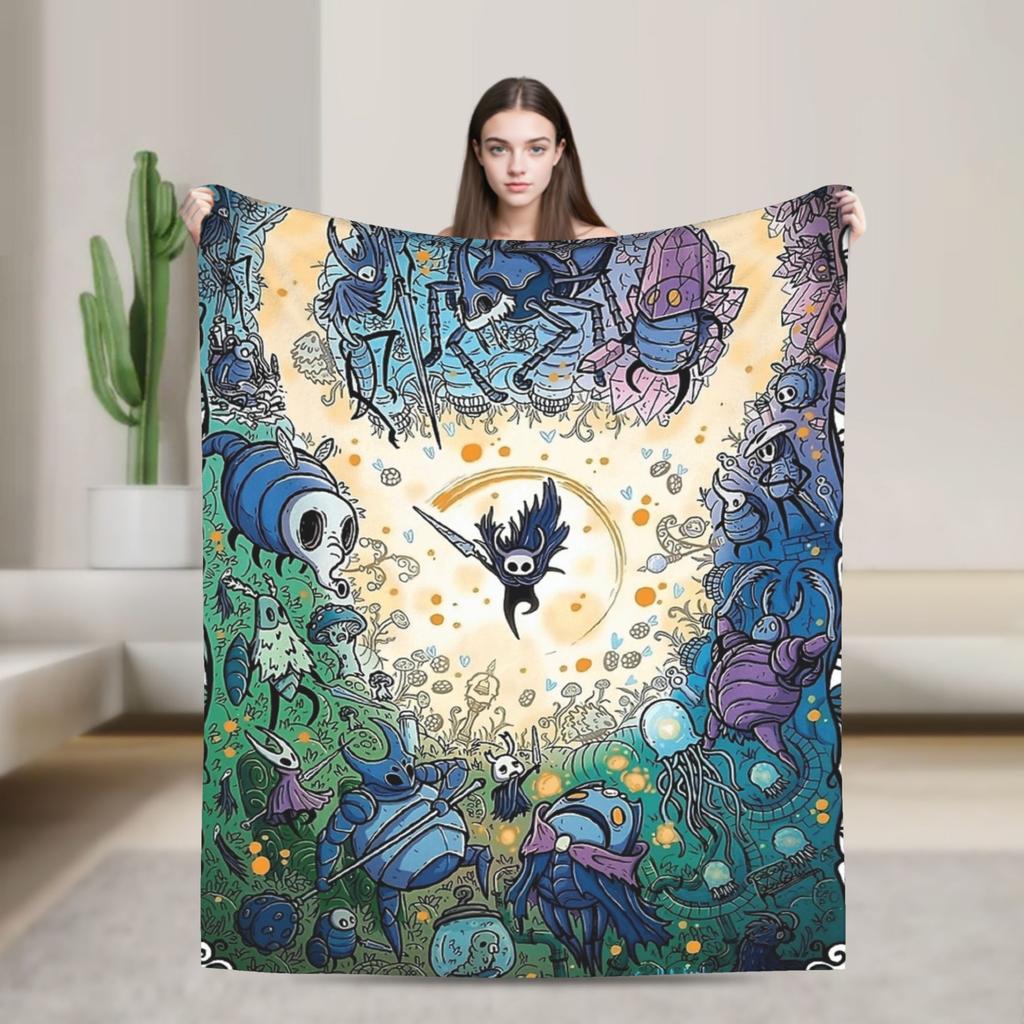 Hollow Knights Super Warm Blanket Girls Boys Plush Bedding Throws Print Couch Chair Flannel Bedspread Sofa Bed Cover