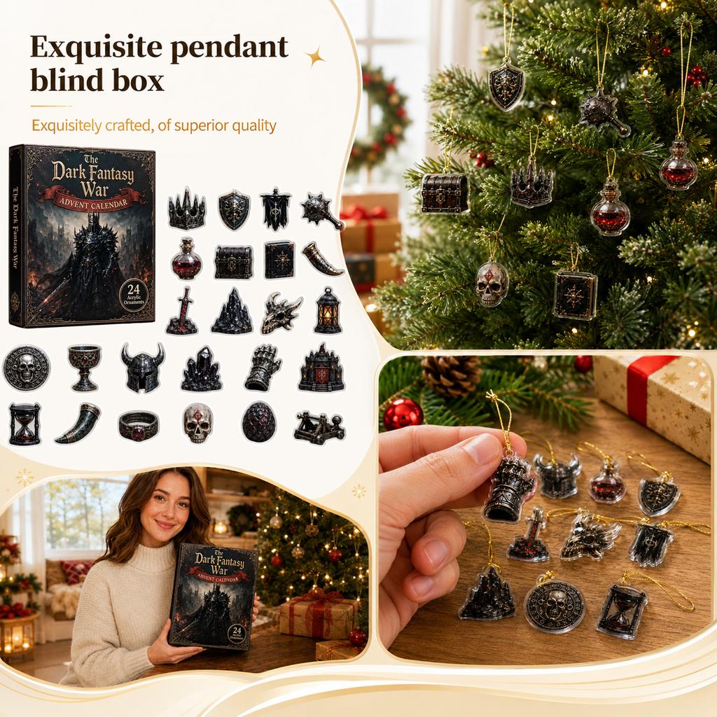 Piece Acrylic Charm Assorted Countdown Calendar with 2D Flat Keychain Pendants