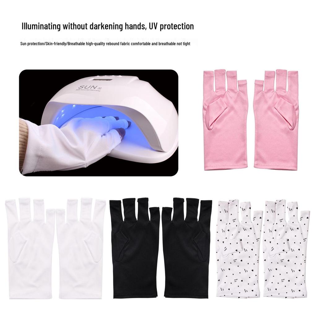 Cross-Border Nail Art UV Protection Half-Finger Gloves - Blackening Prevention