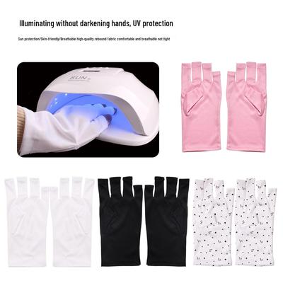 Cross-Border Nail Art UV Protection Half-Finger Gloves - Blackening Prevention