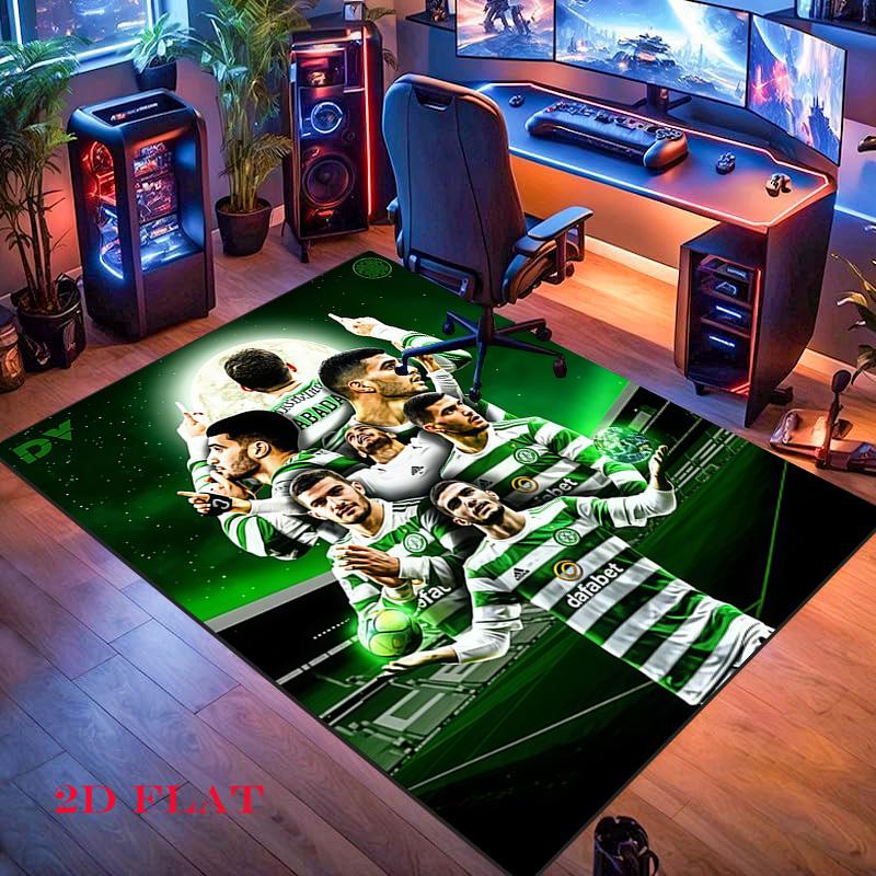 Celtic Football Club Tappeto per Soggiorno Camera da Letto Casa Decorazione Divano, Tappetino Antiscivolo per Giochi Bambini