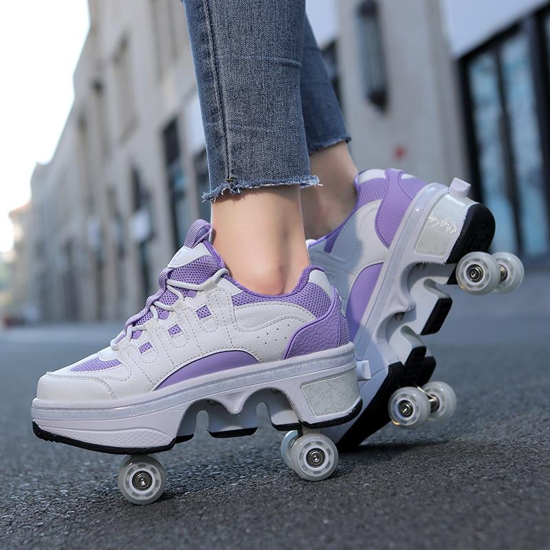 Scarpe da Skate con Ruote Sneakers con Ruote Ragazzo/Ragazza Pattini a Rotelle Scarpe Roller Scarpe Deformabili Scarpe da Pattinaggio a Rotelle Scarpe da Skate per Ragazzi