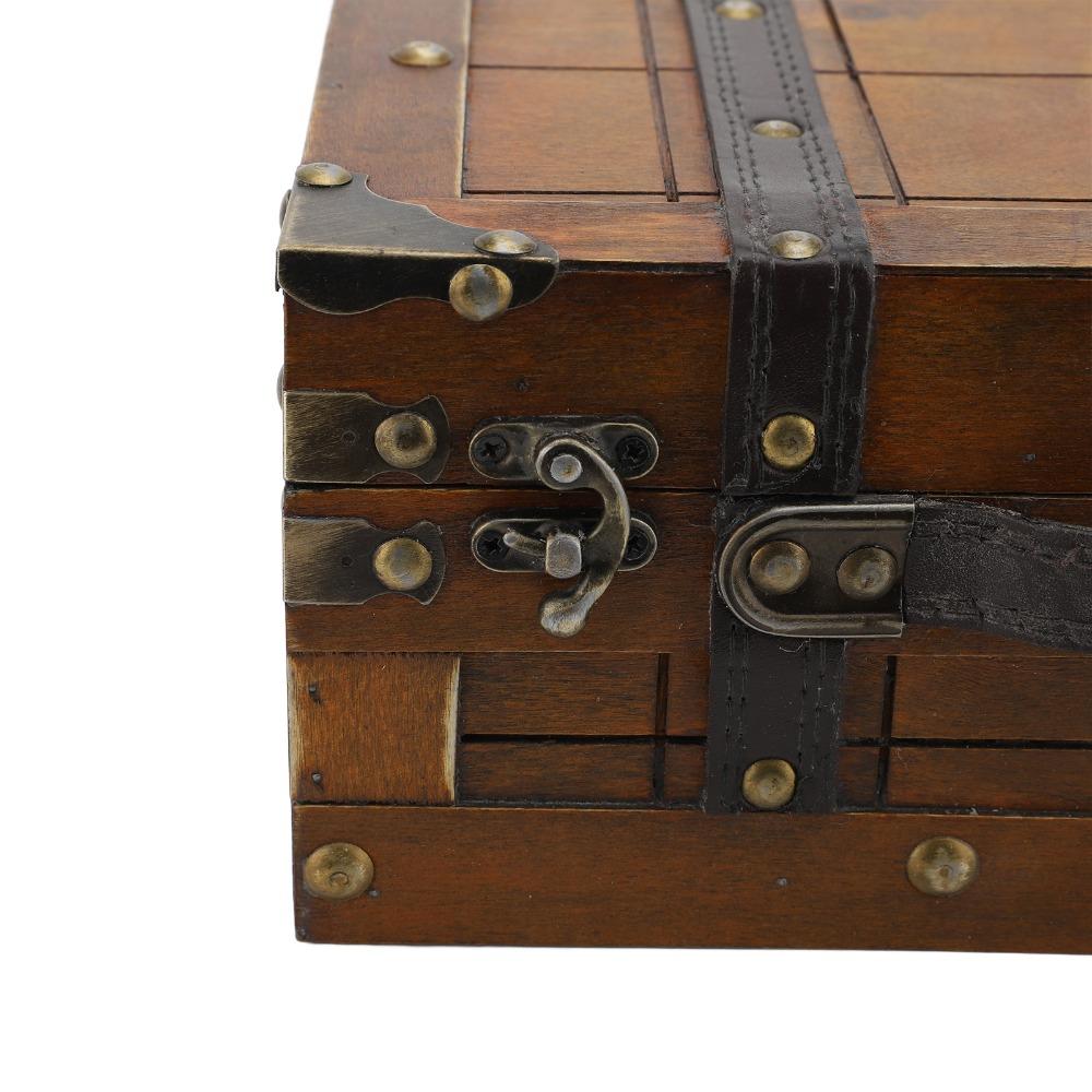 Klappdeckel Dekorative Aufbewahrungsbox Braun Handgefertigte Holz-Schatztruhe Holz Verschließbare Piraten-Schatztruhe Aufbewahrung für Erinnerungsstücke