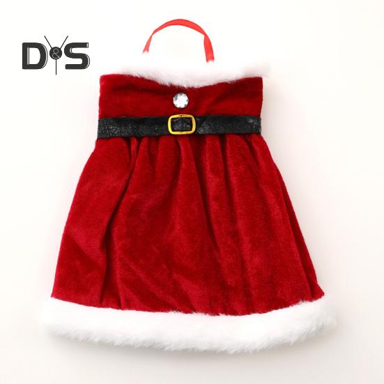 Christmas Wine Bottle Cover Red Wine Bottle Skirt Clothes with Belt Handmade Wine Accessories Holiday Home Decoration