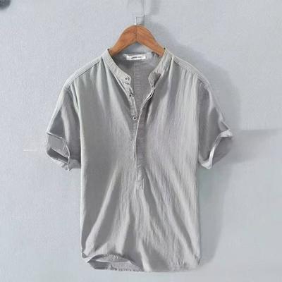 Summer Simple Linen Casual Men's Shirt Pullover Handsome Fashion Loose Youth Shirt