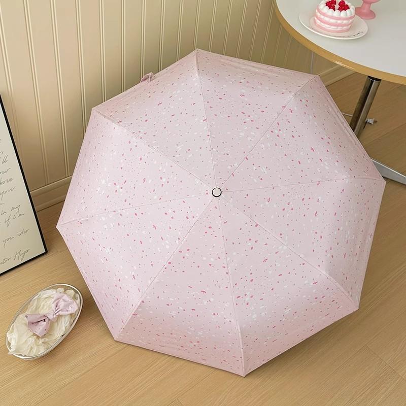 High-Value Pink Ink Splash Umbrella Sun Rain Dual-Purpose Sun Umbrella Women'S Vinyl Sun Protection And Ultraviolet Umbrella Dur