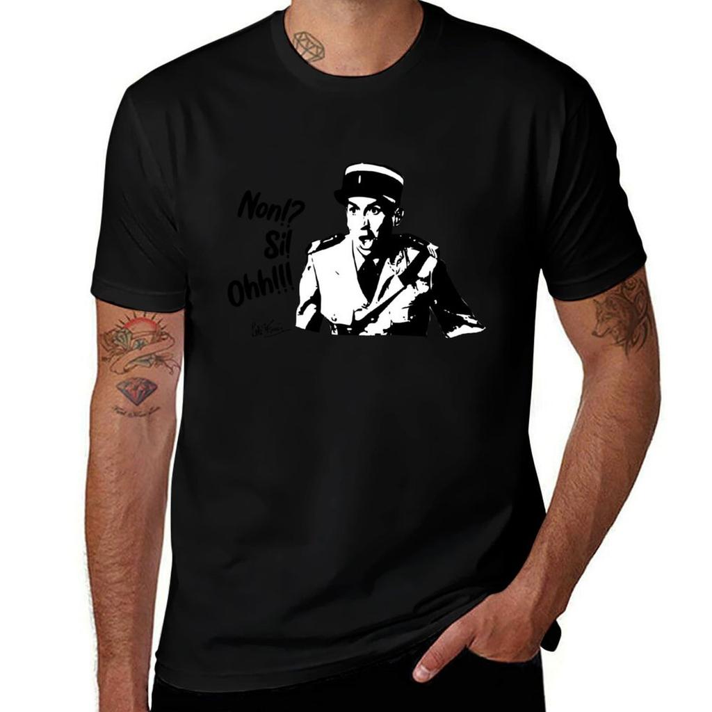 Louis De Funès Funes Non! Si! Ohh! T-Shirt Clothes Summer Tops Graphic T Shirts Luxury T-shirt Black T-shirts for Men