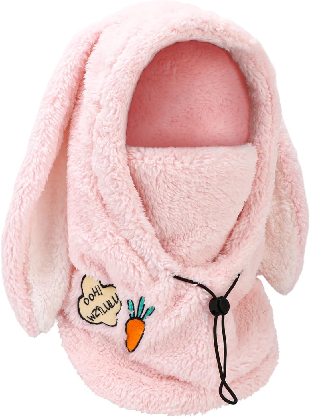 Women Balaclava Winter Hats Sherpa Hood Ski Mask for Women, Fuzzy Ski Mask Winter Hood Windproof Face Cover Hat Cap Bunny Hat розовый