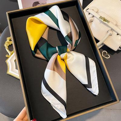 Beach Sunscreen Kerchief Luxury Design Square Scarves Women Popular 70X70Cm Silk Hijab The Four Seasons Headscarf