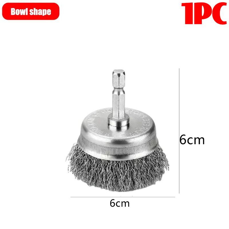 5/1Pcs Wire Brush Wheel Disc Polishing Wheel Brush Removal Cleaning Hexagonal Rod Electric Grinder Hardware Tool Parts Supplies
