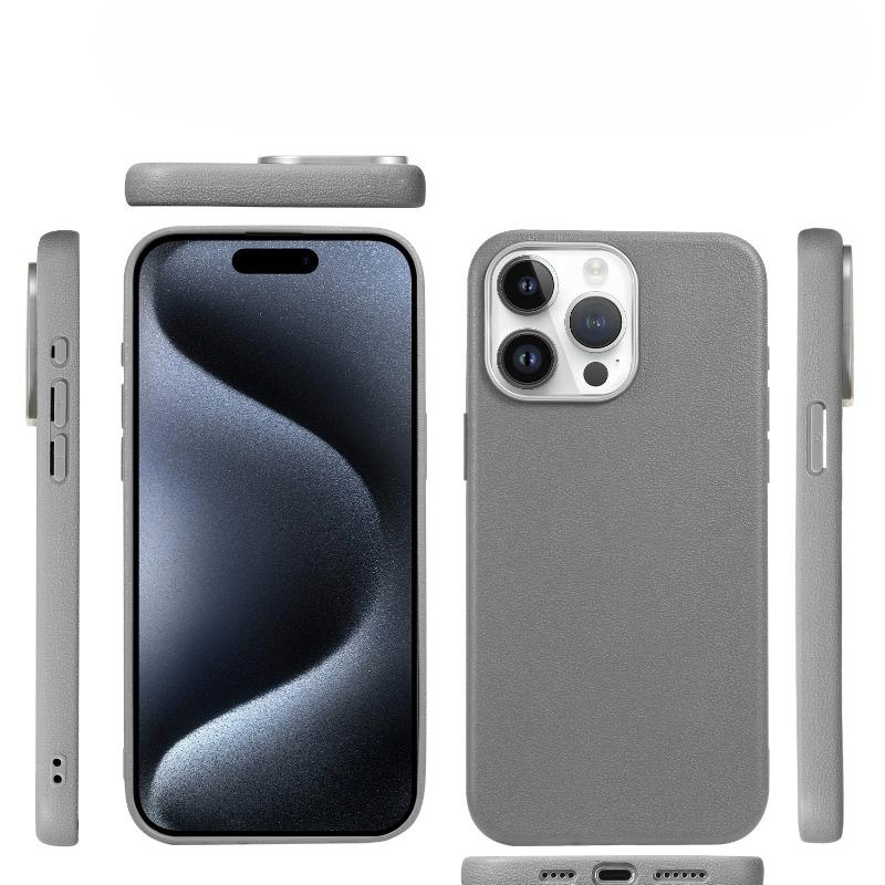 Luksusowe etui ze skóry PU dla iPhone 16 Pro Max, Premium Teksturowane Odporne na wstrząsy Etui Ochronne z Metalową Ramką na Aparat