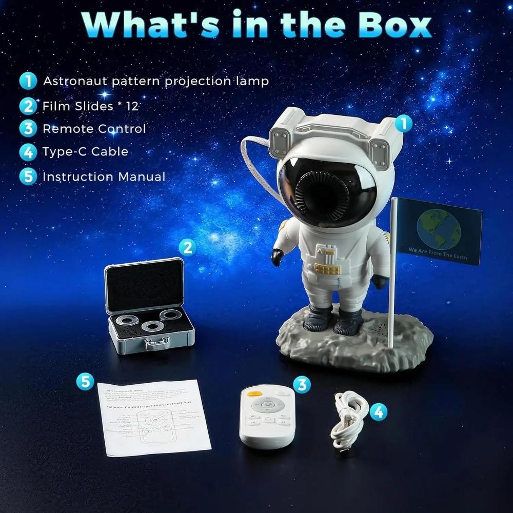 Astronaut Galaxy Projector, Star Projector with 12 Space Films, Planetarium Projector Night Light Ceiling Nebula for Kids Gifts