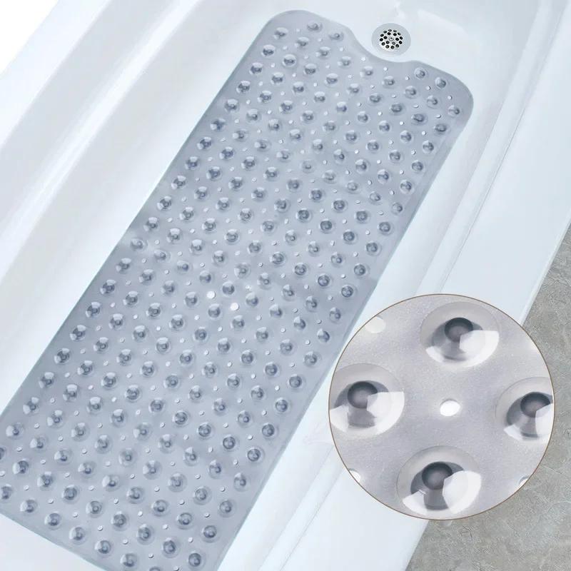 40x100cm Anti-Slip Bathtub Mat with Suckers Soft Non-Skid Shower Mat for Kids Elderly Massage Bathroom Rug Waterproof Floor Pad