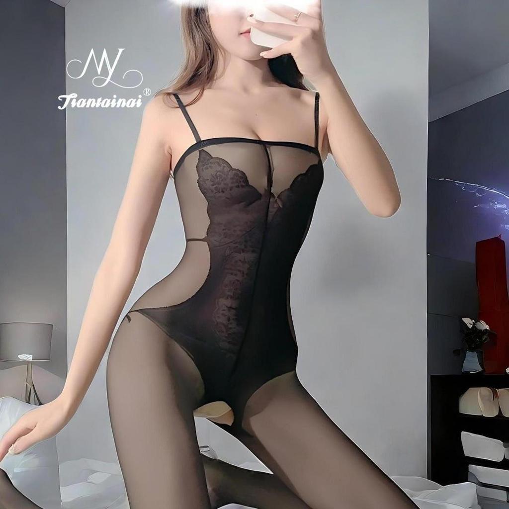 Tearable See-Through Lingerie Set: Tempting Stockings Bodysuit