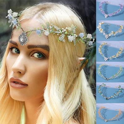 Handmade Fairy Flower Leaf Crowns Photoshoot Wedding Leaves Hair Crowns Elf Headpiece  for Women