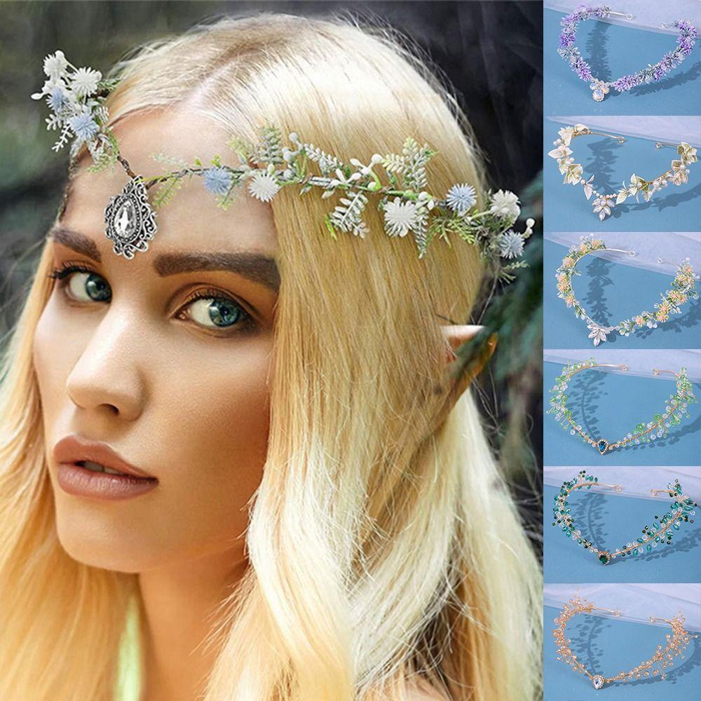 Forest Woodland Fairy Flower Leaf Crowns Handmade Leaves Hair Crowns Elf Headpiece  for Women