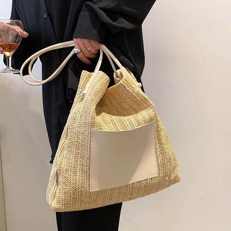 Straw Bag for Women New Summer Trend Versatile Ins Style Straw Bag Fashionable Shoulder Large Capacity Tote Bag