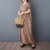 Large Size Floral Dress, Retro Long Robe for Ladies