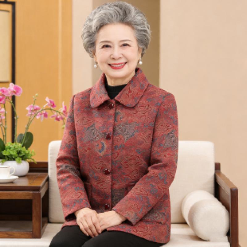 

Autumn & Spring Outerwear for Women in Their 60s, 70s, 80s - Stylish Tops for Middle-Aged & Elderly Ladies 2XL (105-120 jin) красный