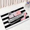 Pink Perfume Bath Mat Set Black White Striped Fashion High Heel Woman Girl Home Carpet Bathroom Decor Non-slip Rug Toilet Cover