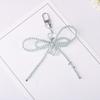 Double Layer Bowknot Keychain Pendant Pearls Beaded Butterfly Knot Key Chain Fashionable Bow Ornament for Phones and Bag
