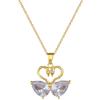 Mandarin Duck Water Necklace Earrings Set Light Luxury Slightly Inlaid Personalized Temperament Banquet Earrings Necklace Combination