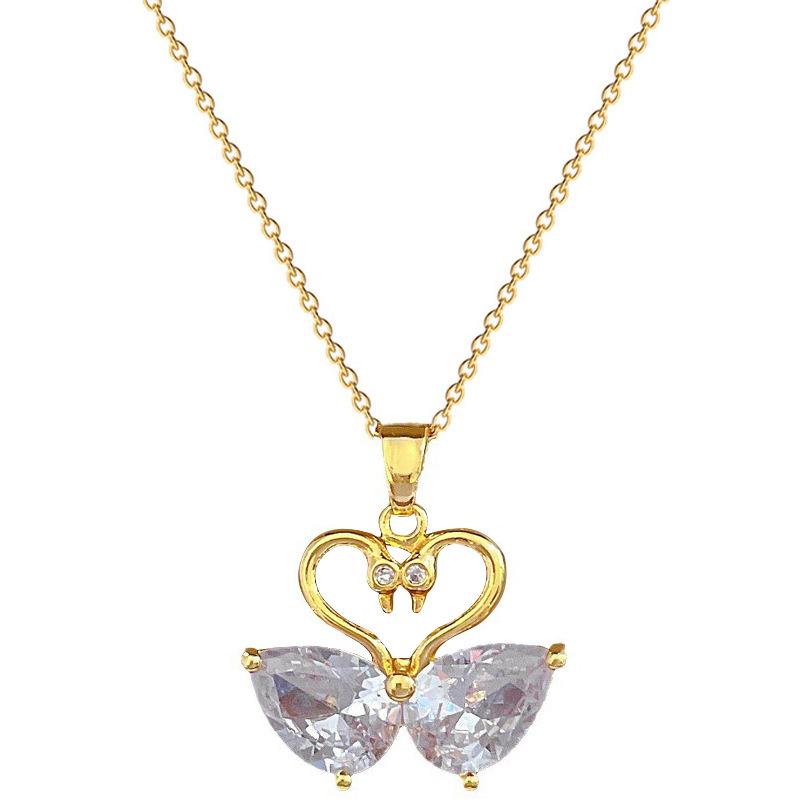 Mandarin Duck Water Necklace Earrings Set Light Luxury Slightly Inlaid Personalized Temperament Banquet Earrings Necklace Combination