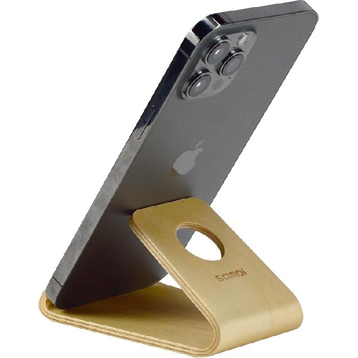 SAMDI Cell Phone Stand, iPhone Wood Dock: Cradle, Holder for Switch All Android Smartphone, iPhone 6 6s 7 8 X Plus 5 5s 5c Accessories Desk - ( Black