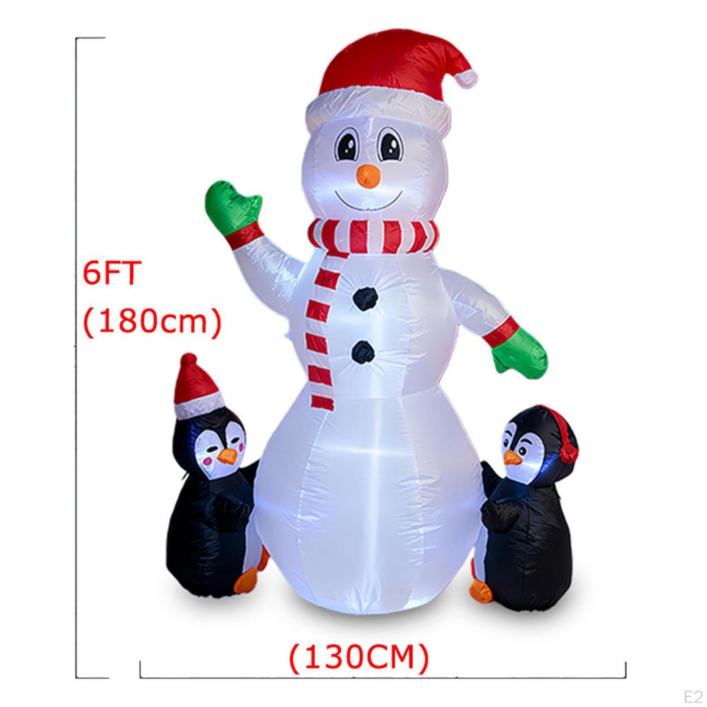 Inflatable Snowman with Penguins Cute Props 1.8M Tall for Holiday Front Door