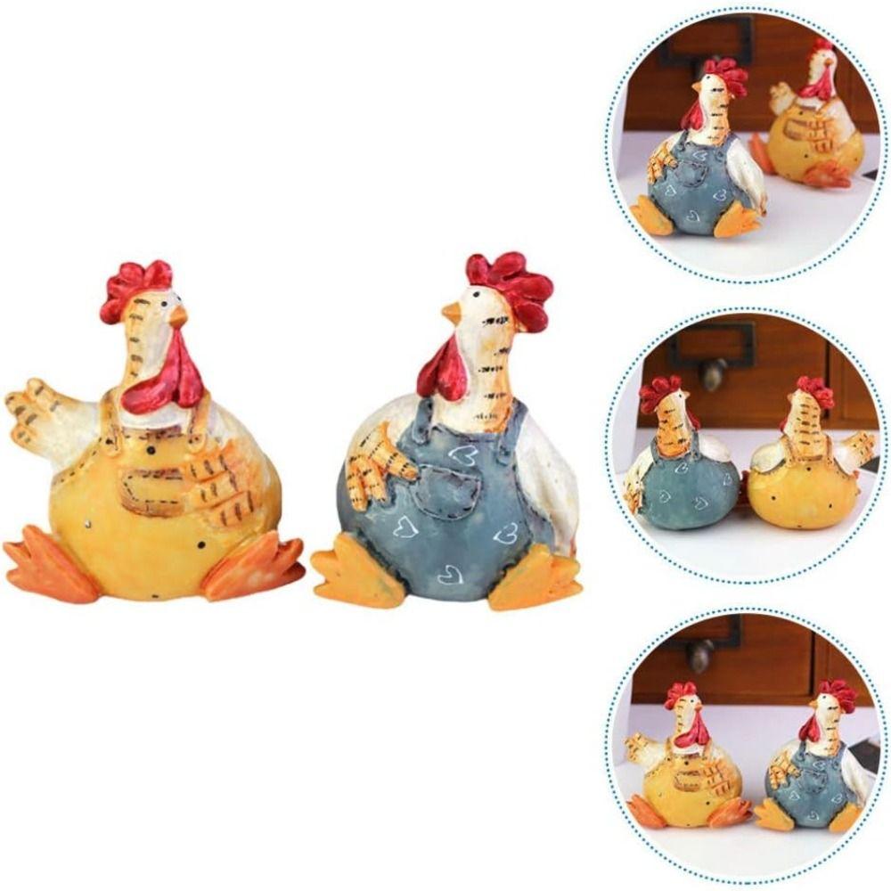 Craft Decorative Easter Decorations Cute Chicken Statue Set Safe Chicken Ornament Farmhouse